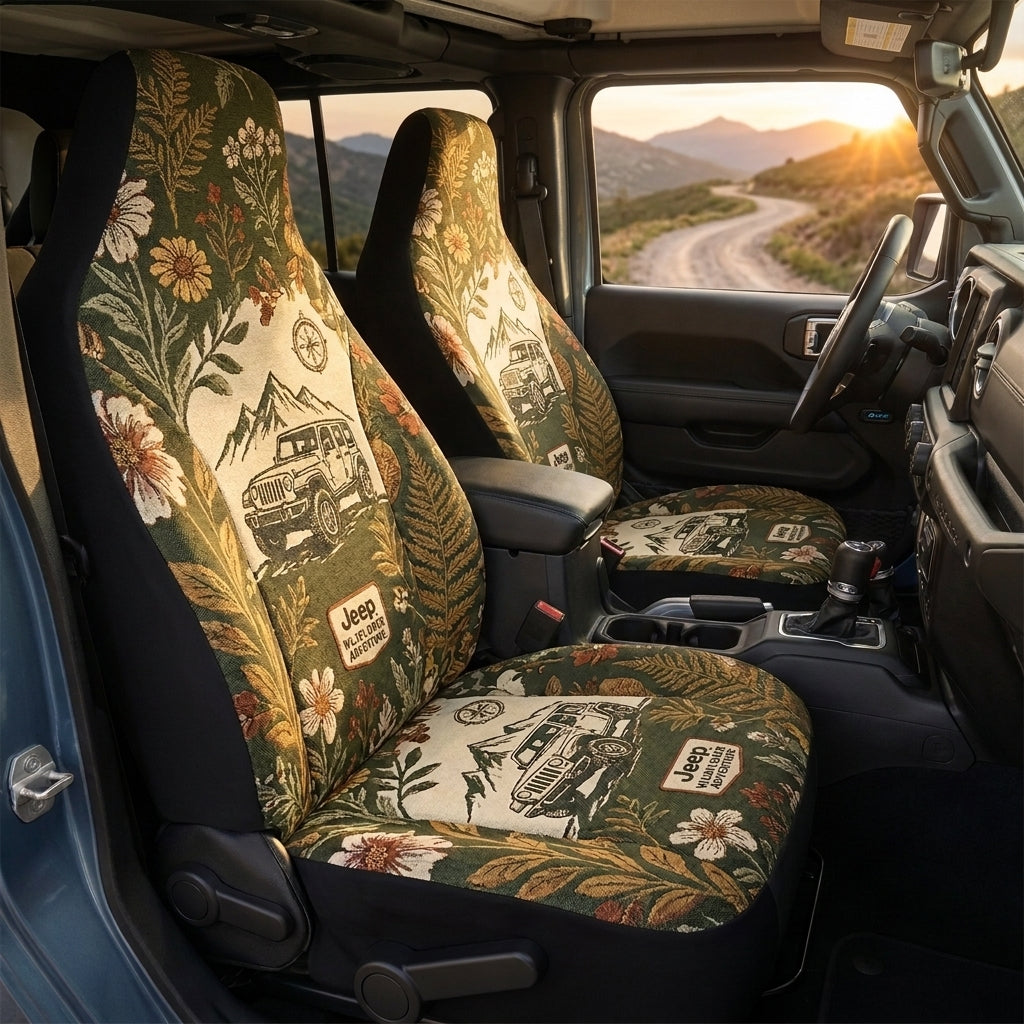 Wildflower Jeep Adventure Car Seat Cover