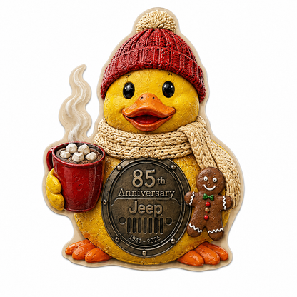 Jeep 85th anniversary Christmas duck vinyl magnet V4