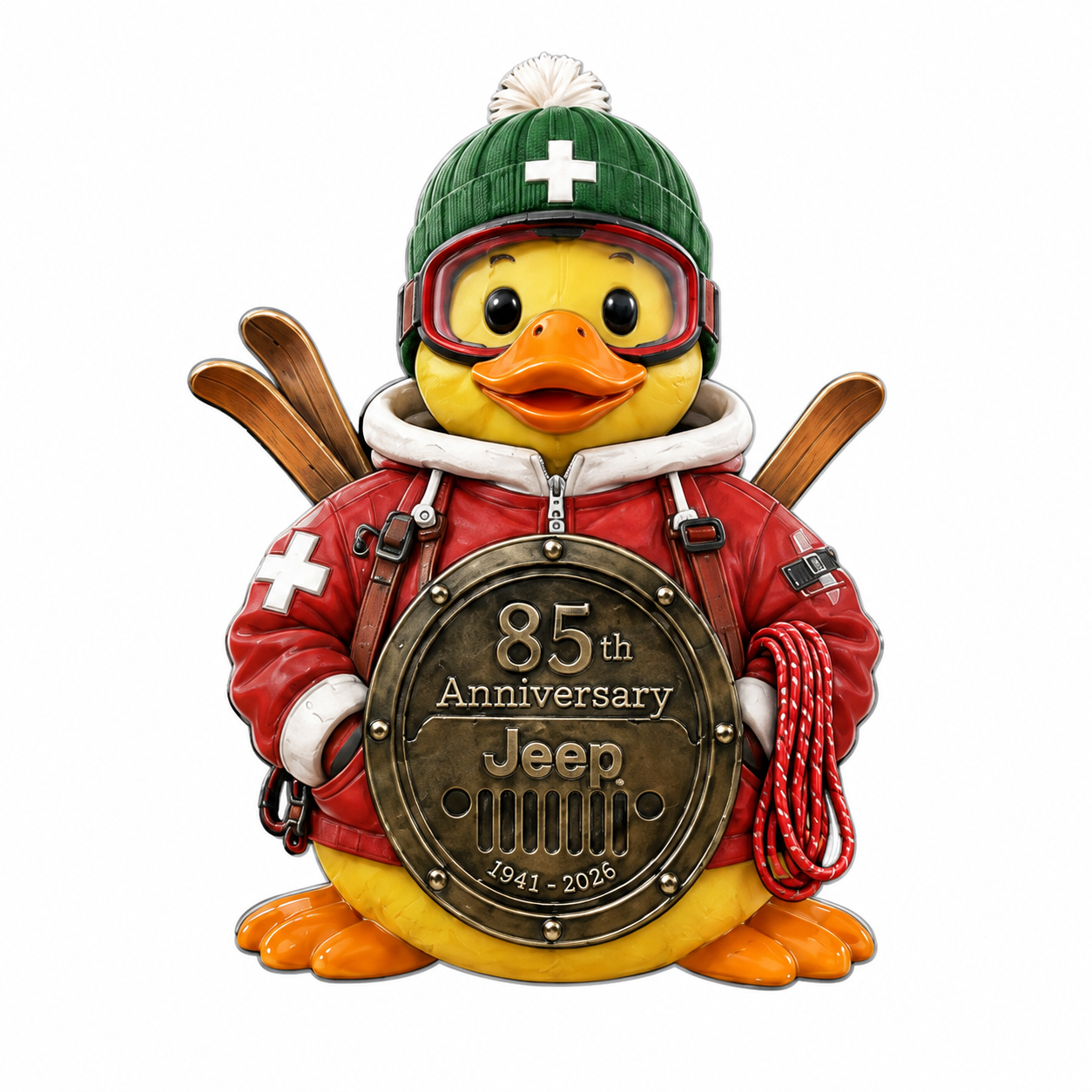 Jeep 85th anniversary Christmas duck vinyl magnet V5