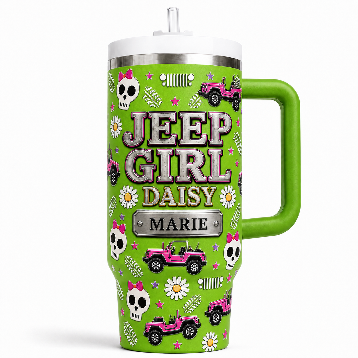 Personalized Jeep Girl Daisy Tumbler