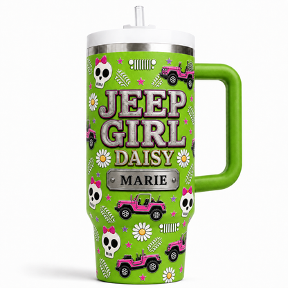 Personalized Jeep Girl Daisy Tumbler