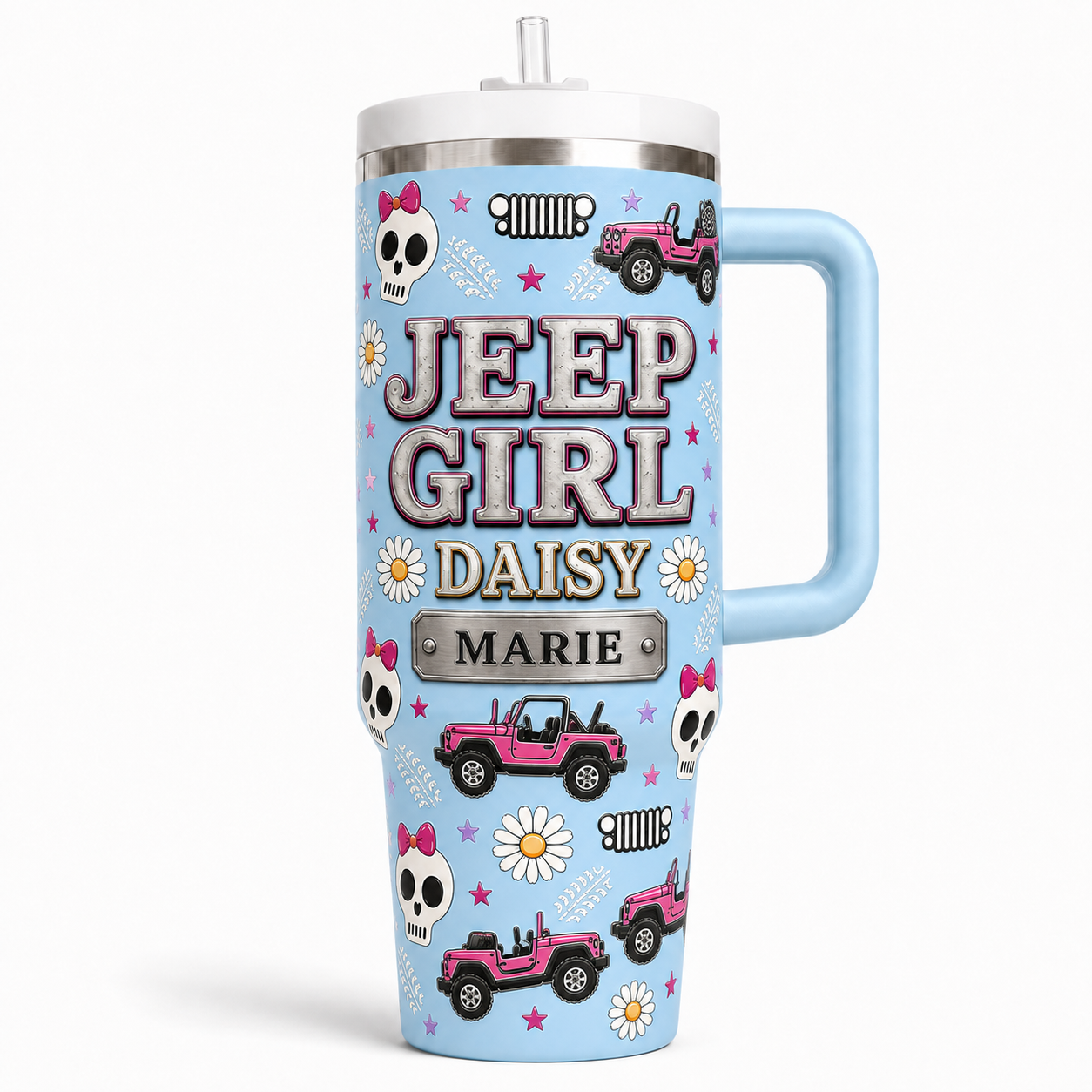 Personalized Jeep Girl Daisy Tumbler