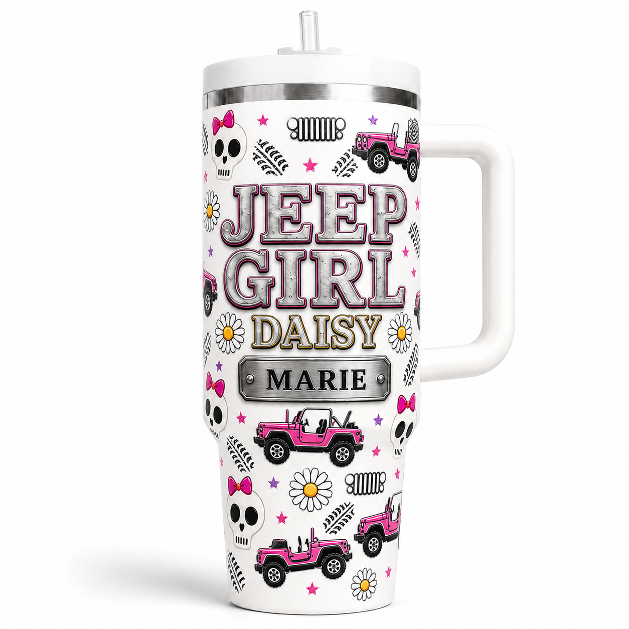 Personalized Jeep Girl Daisy Tumbler