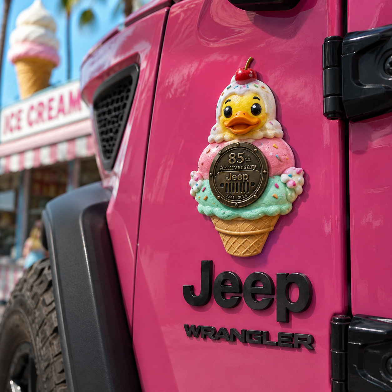 Jeep 85th anniversary fruit duck vinyl magnet V3