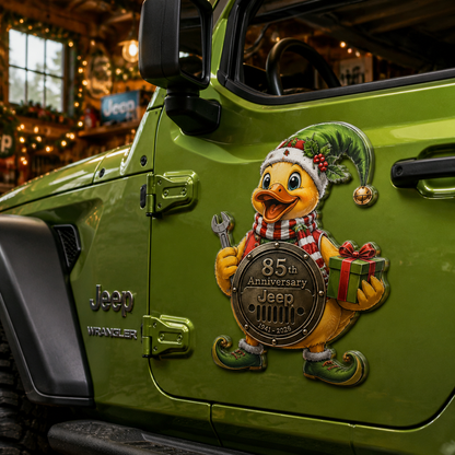 Jeep 85th anniversary Christmas duck vinyl magnet V2