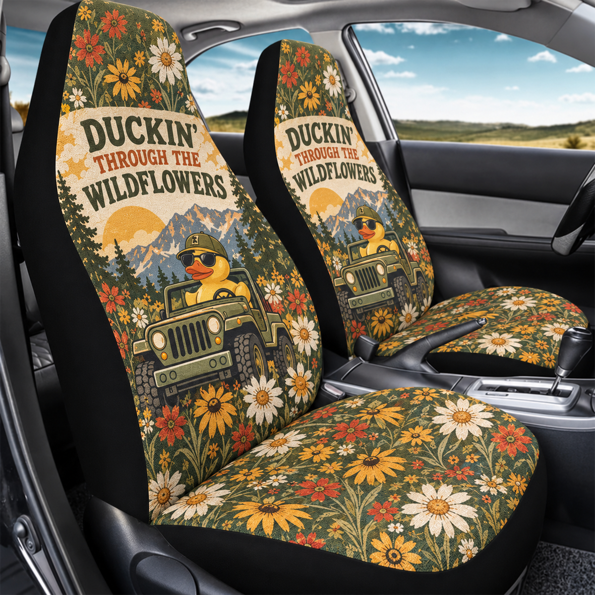 Duckin’ Through the Wildflowers Car Seat Cover