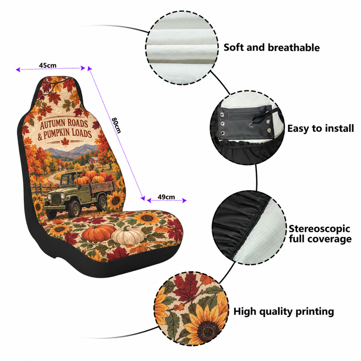 Autumn Roads & Pumpkin Loads Car Seat Cover