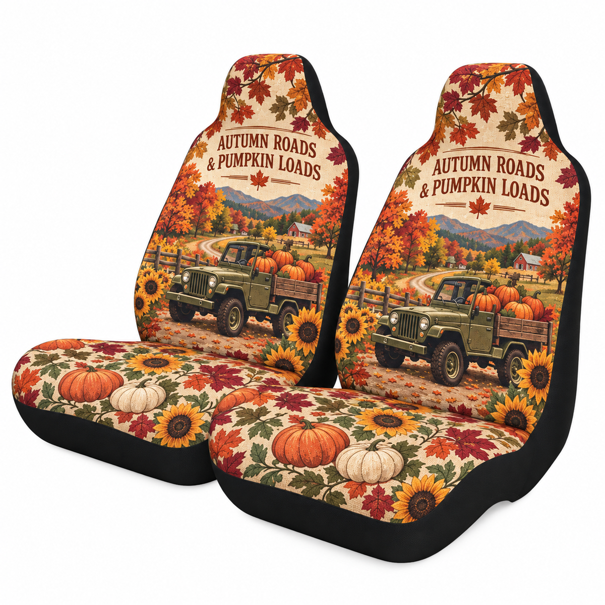 Autumn Roads & Pumpkin Loads Car Seat Cover