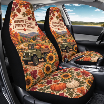 Autumn Roads & Pumpkin Loads Car Seat Cover
