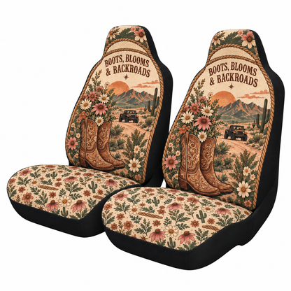 Boots, Blooms & Backroads Car Seat Cover