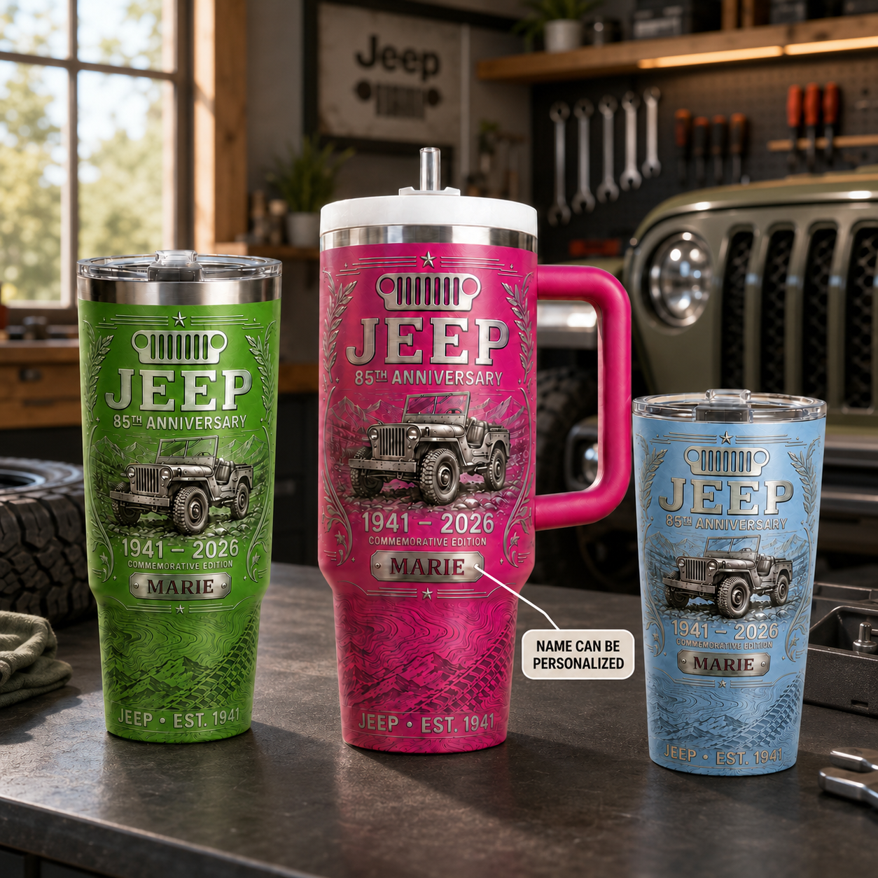 Personalized  Jeep 85th Anniversary Tumbler 40oz, 30oz, 20oz
