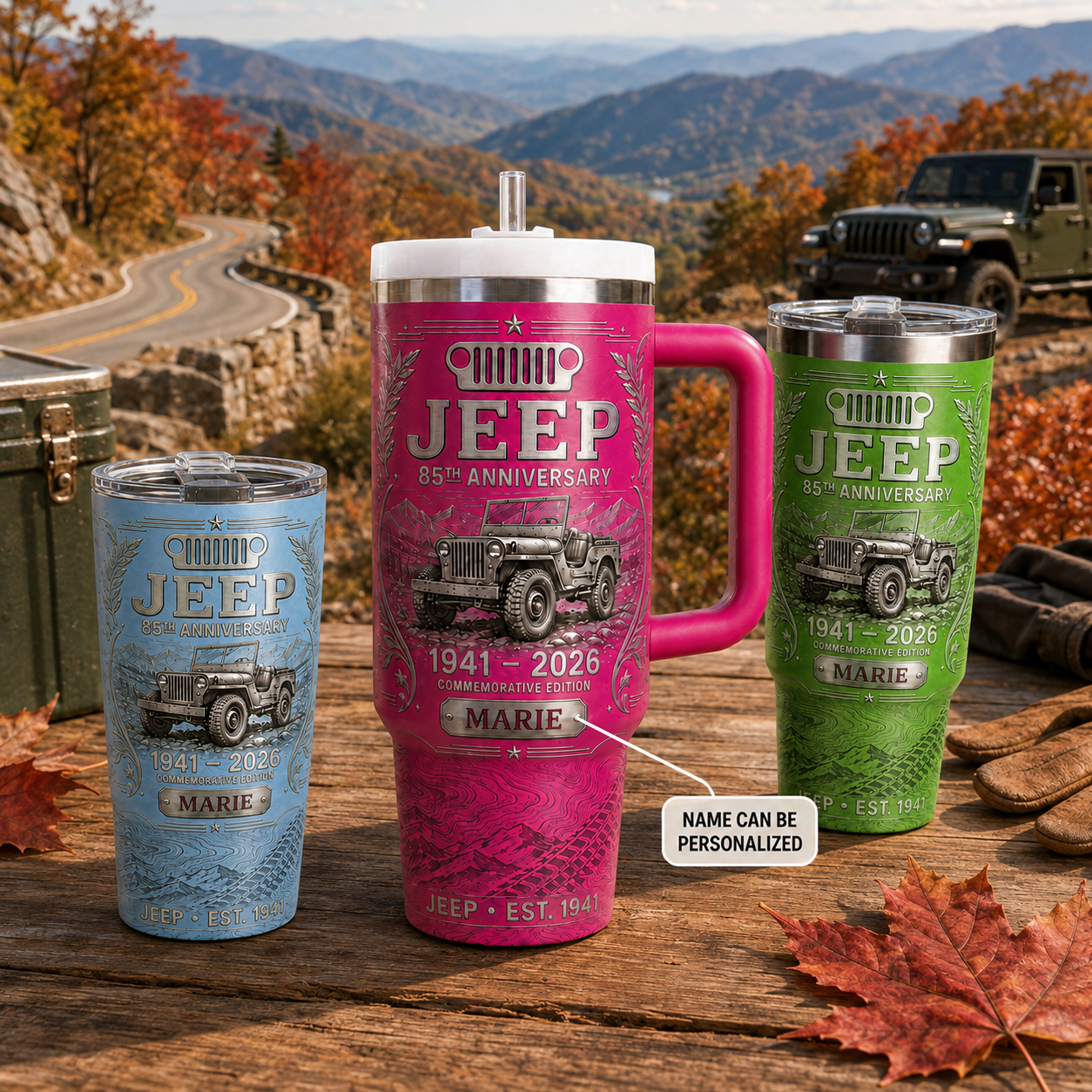 Personalized  Jeep 85th Anniversary Tumbler 40oz, 30oz, 20oz