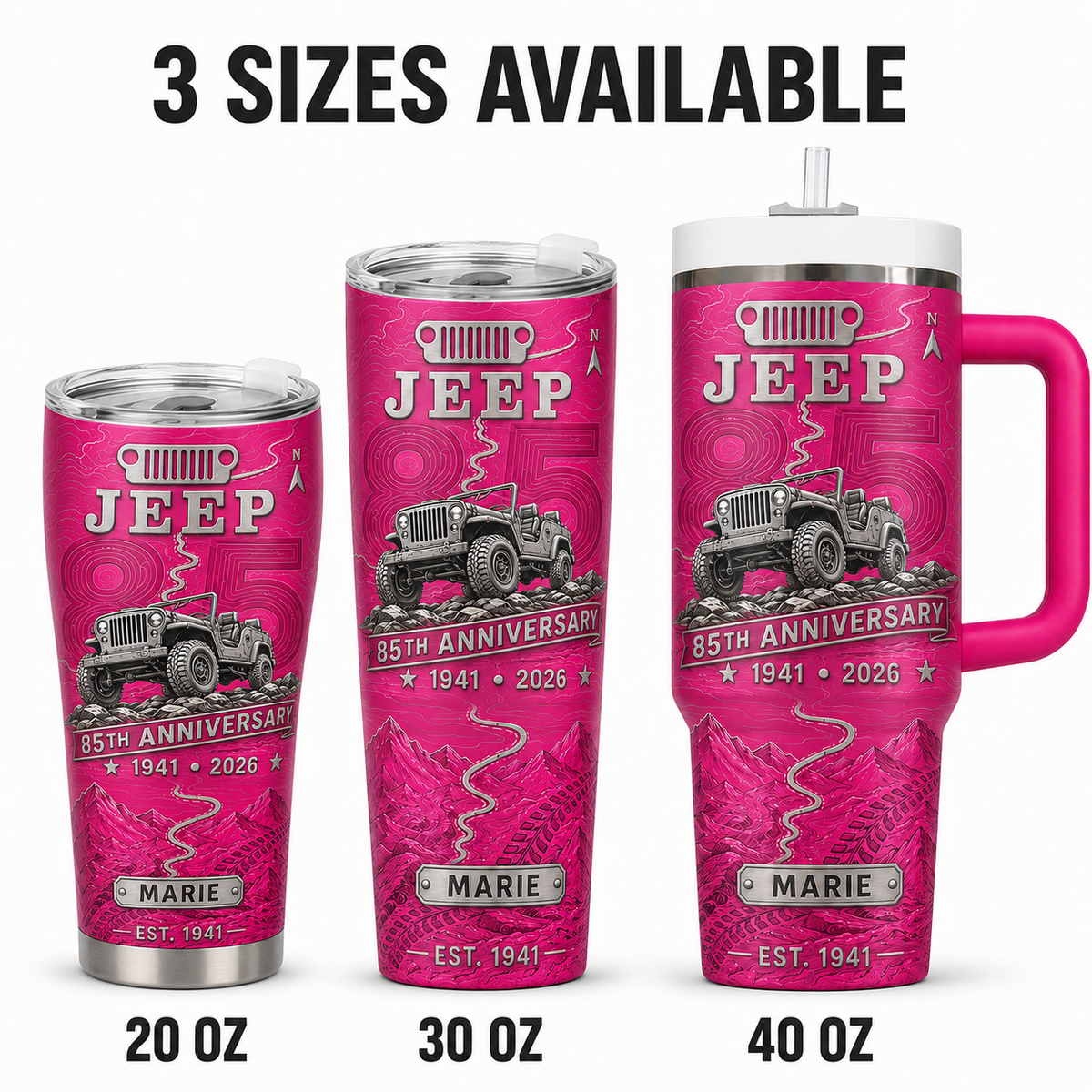 Personalized  Jeep 85th Anniversary Tumbler 40oz, 30oz, 20oz V3