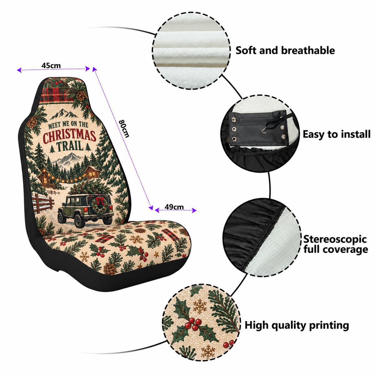 Christmas Tree Trail Car Seat Cover