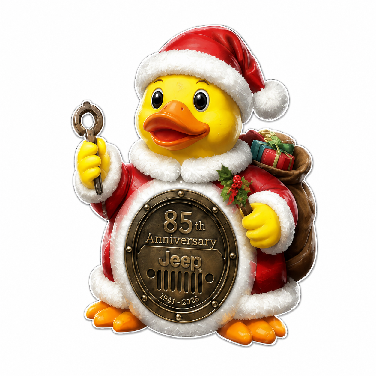 Jeep 85th anniversary Christmas duck vinyl magnet V3
