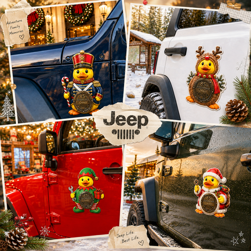 Jeep 85th anniversary Christmas duck vinyl magnet V3