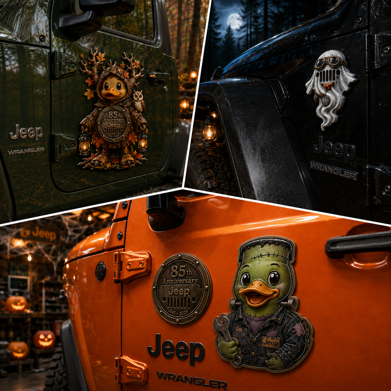 Jeep 85th anniversary halloween duck vinyl magnet