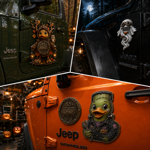 Jeep 85th anniversary halloween duck vinyl magnet