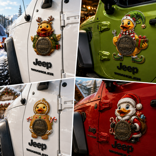 Jeep 85th anniversary Christmas duck vinyl magnet V2