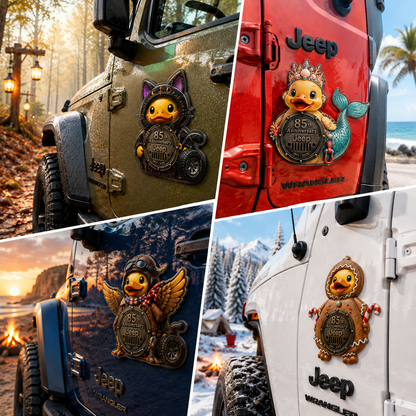 Jeep 85th anniversary duck not duck vinyl magnet