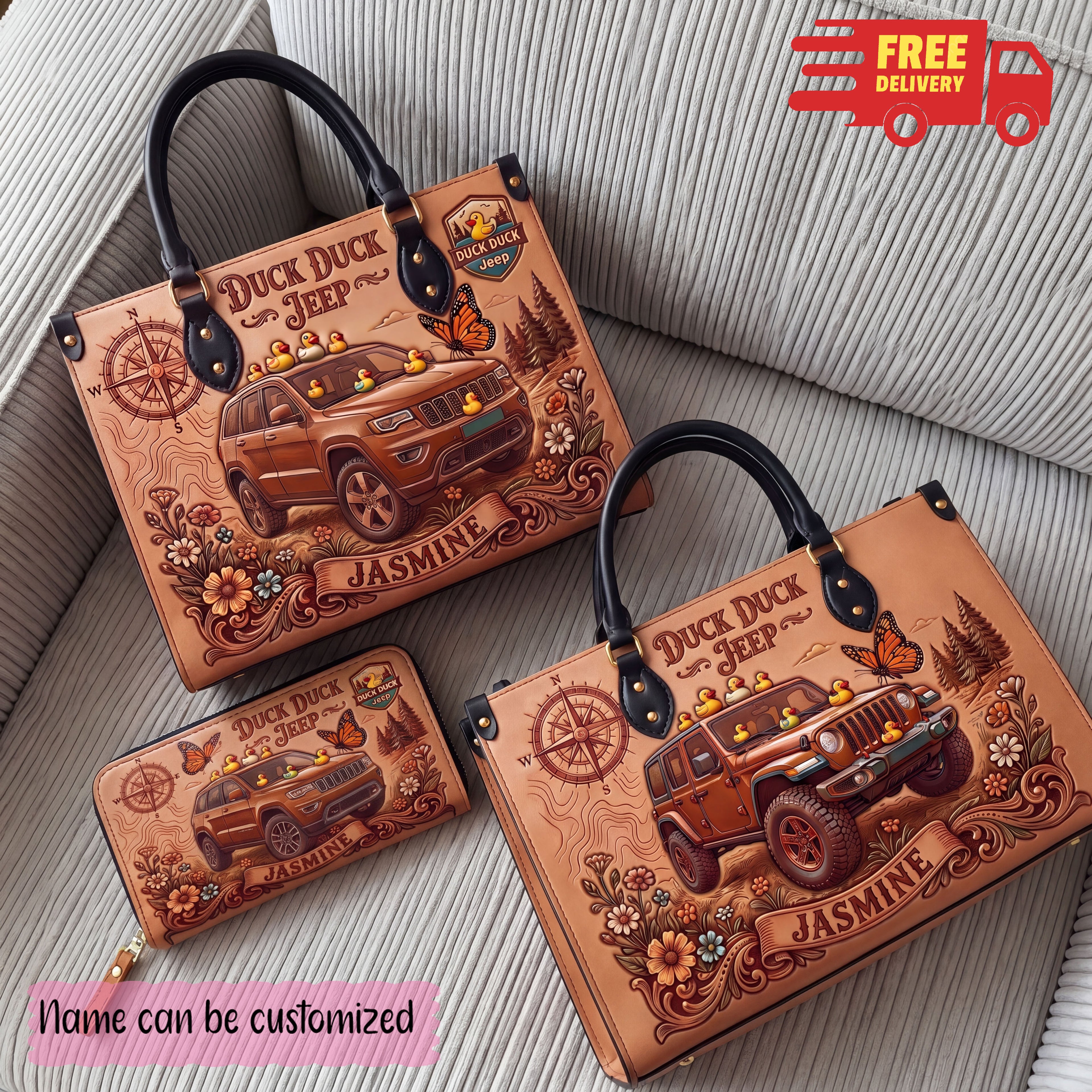 Duck Duck Jeep Personalized Leather Bag + FREE Wallet