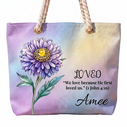 [Free delivery] Birth Month Flower Bible Verse Personalized Beach Bag