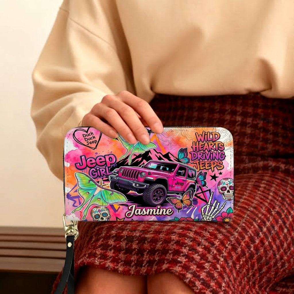 Jeep Skull Girl Personalized Leather Bag + Free Wallet