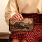 Wild Hearts Driving Jeep Personalized Leather Bag + Free Wallet