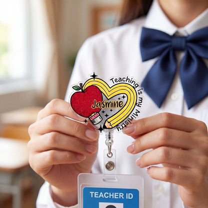 Teaching Is My Ministry Aliigator Clip Acrylic Badge Reel