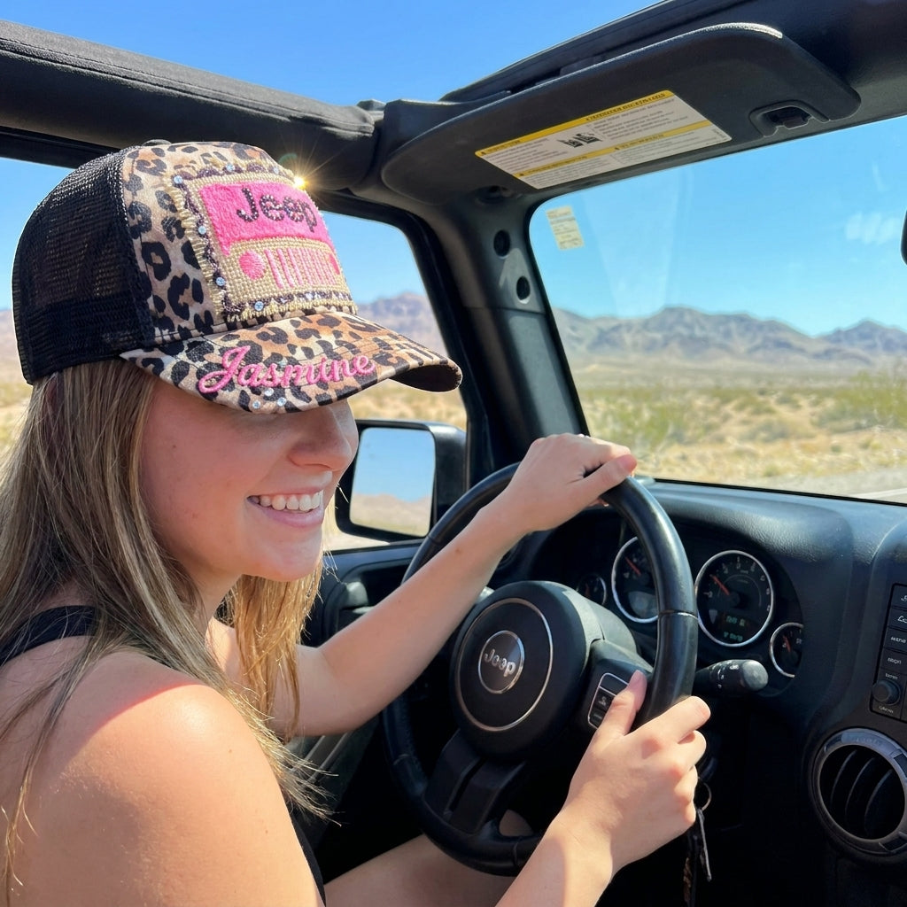 Leopard Jeep Personalized Cap