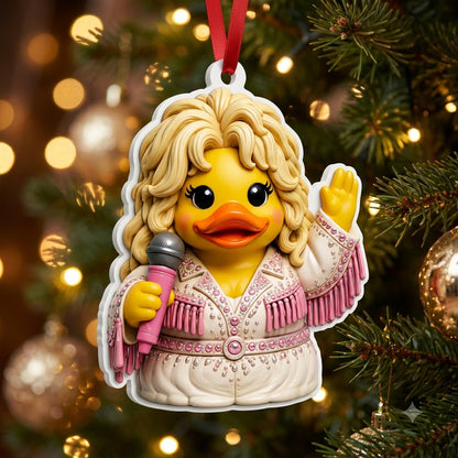 Duck Duck Dolly 3D Relief White Acrylic Ornament