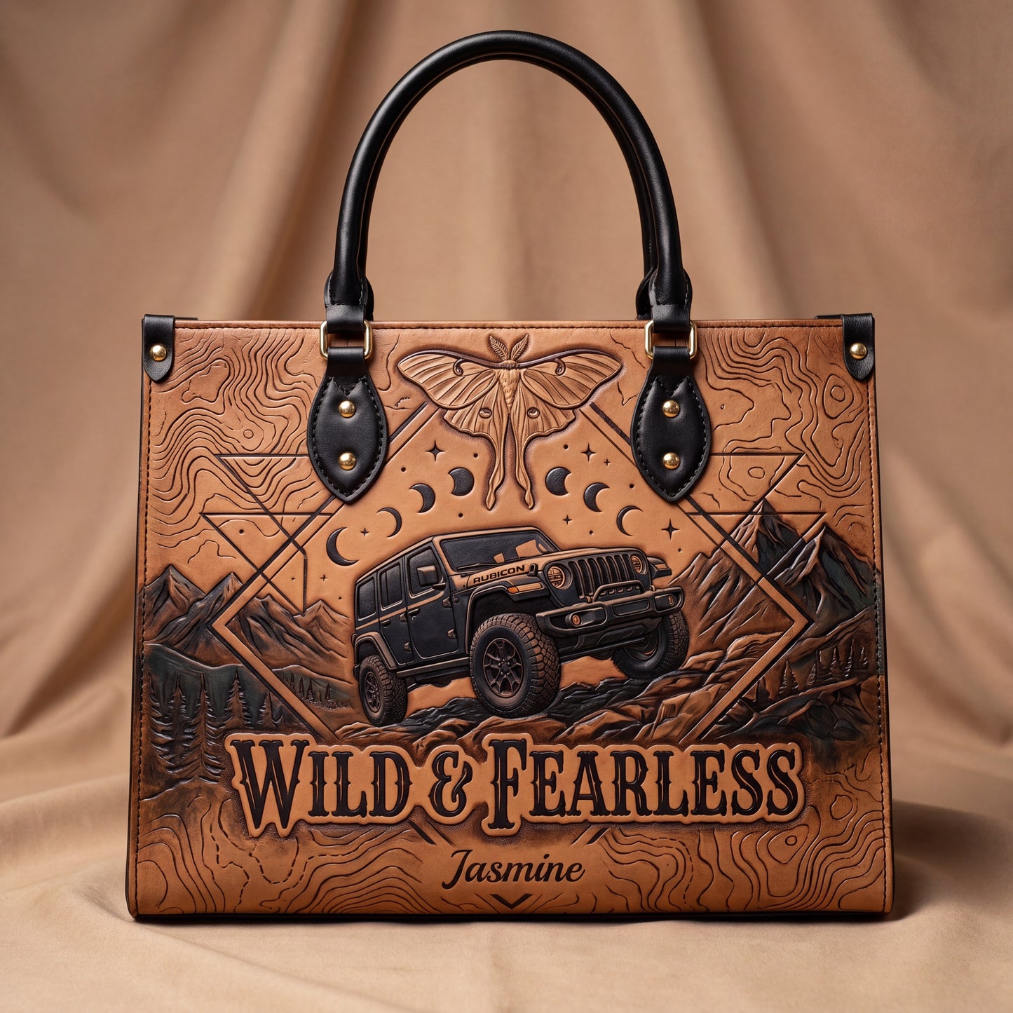 Wild & Fearless Butterfly Jeep Personalized Leather Bag