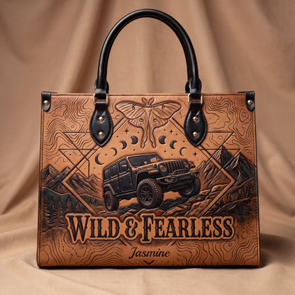 Wild & Fearless Butterfly Jeep Personalized Leather Bag