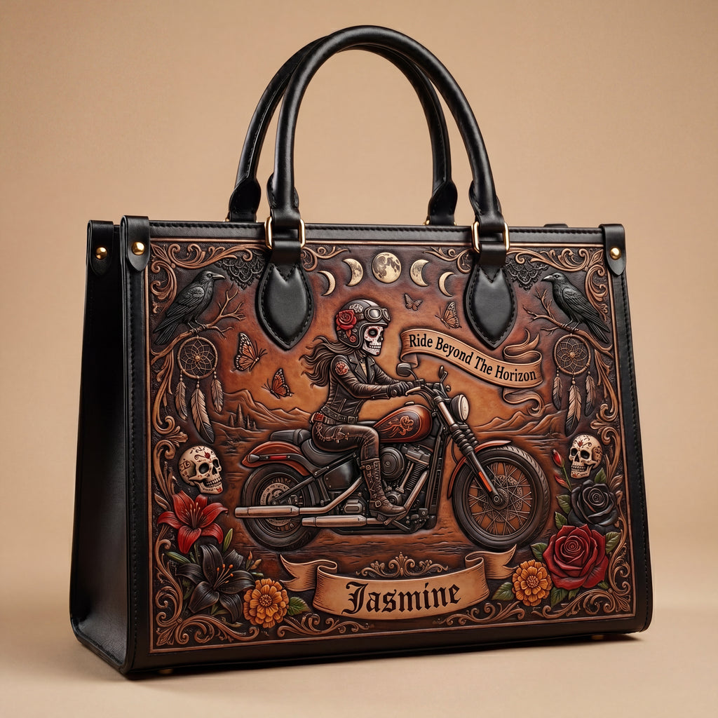 Ride Beyond The Horizon Personalized Leather Bag + Free Wallet