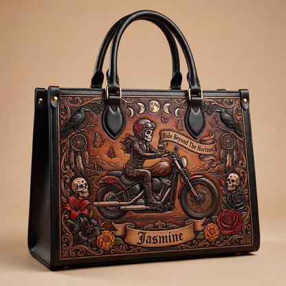 Ride Beyond The Horizon Personalized Leather Bag + Free Wallet