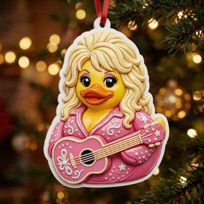 Duck Duck Dolly 3D Relief White Acrylic Ornament