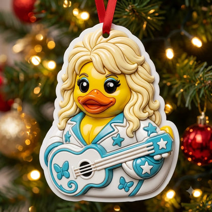 Duck Duck Dolly 3D Relief White Acrylic Ornament