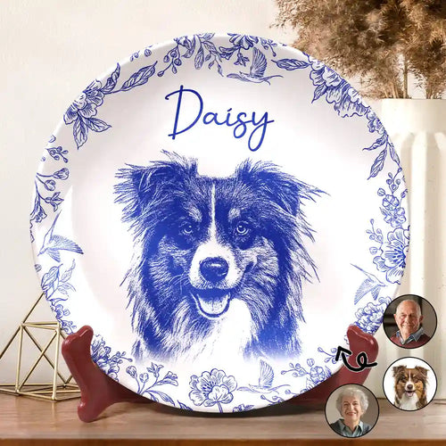Custom Photo Pencil Sketch Loving Couple Family Pet - Personalized Ring Dish