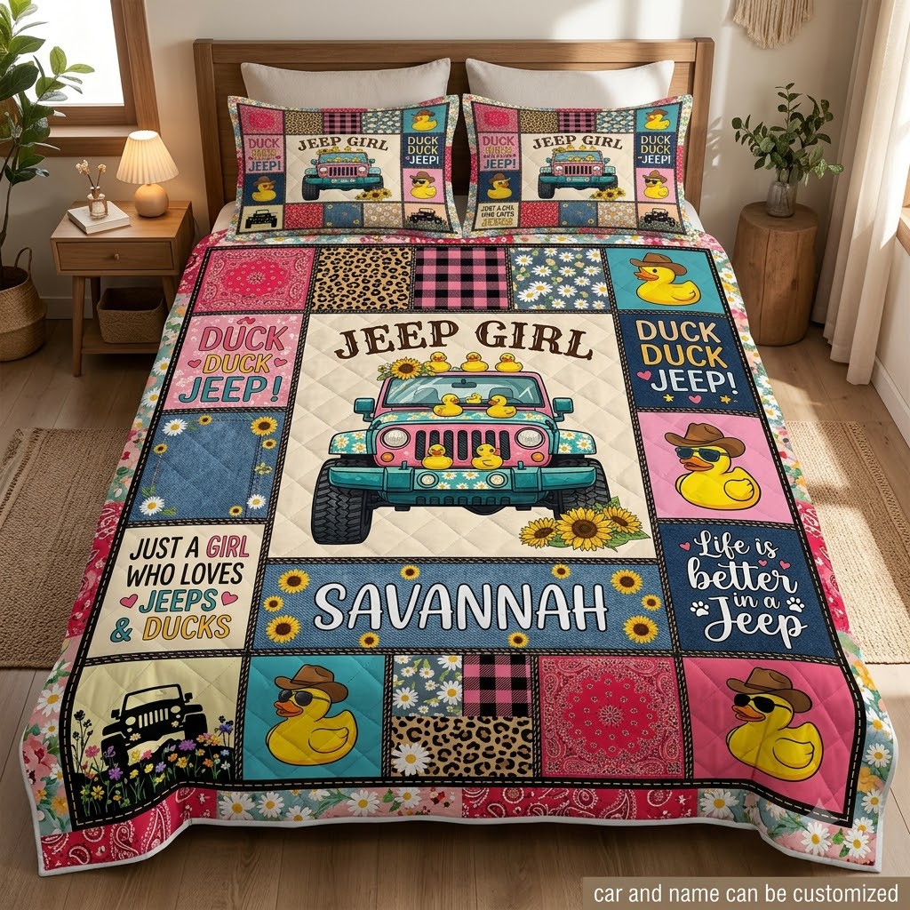 Duck Duck Jeep Personalized Quilt Bedding Set