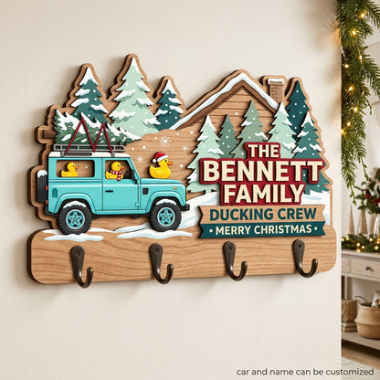 Ducking Crew Christmas Adventure Wood Key Holder
