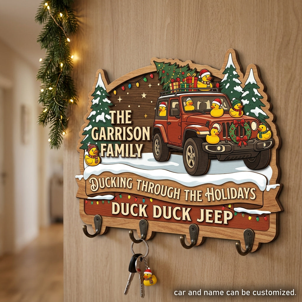 Ducking Through the Holidays Jeep Wood Key Holder