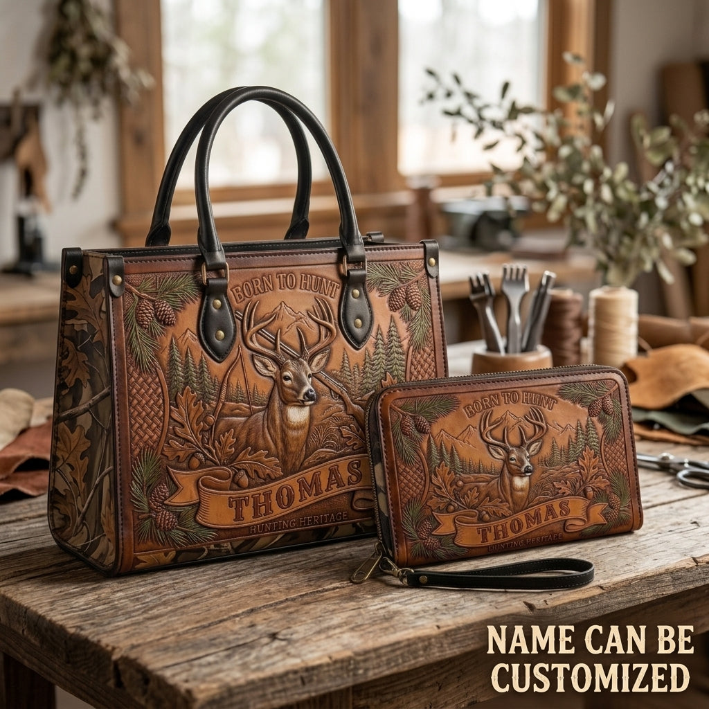 Hunt More Worry Less Elk Leather Bag + Free Wallet