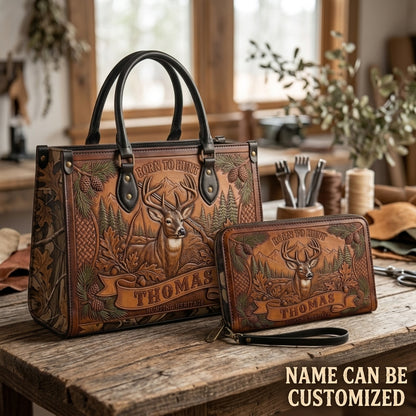 Hunt More Worry Less Elk Leather Bag + Free Wallet