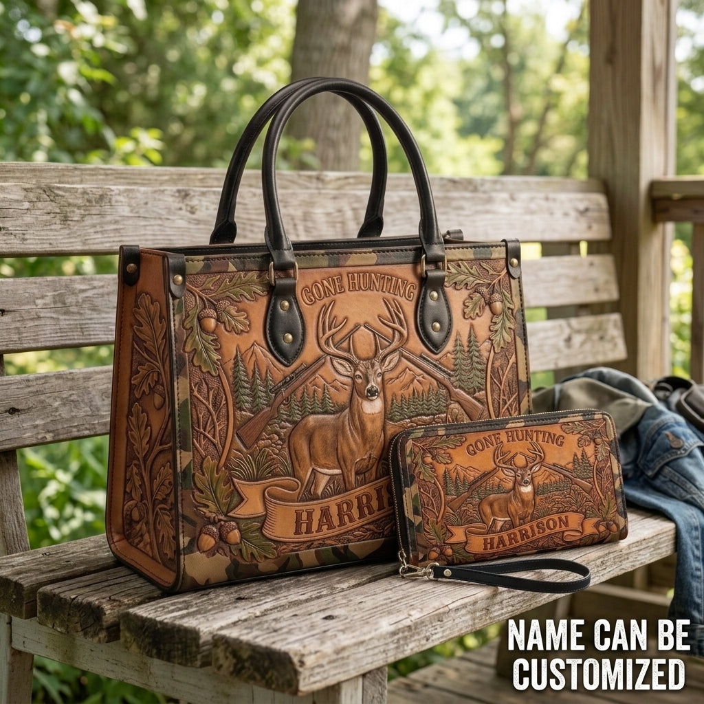 Hunting Heritage Buck Leather Bag + Free Wallet