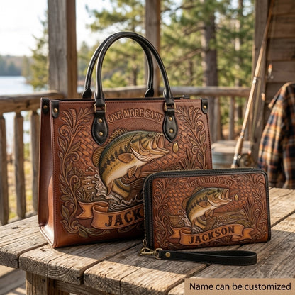 One More Cast Bass Fishing Leather Bag + Free Wallet