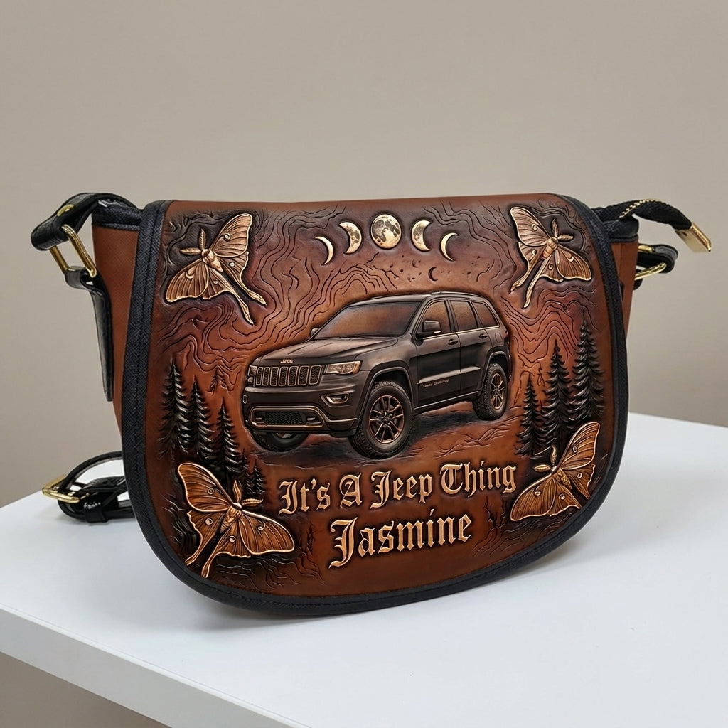 It's A Jeep Thing Personalized Leather Saddle Bag