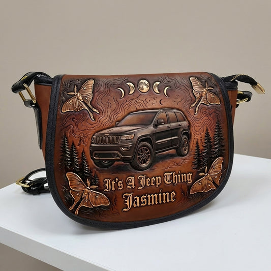 It's A Jeep Thing Personalized Leather Saddle Bag