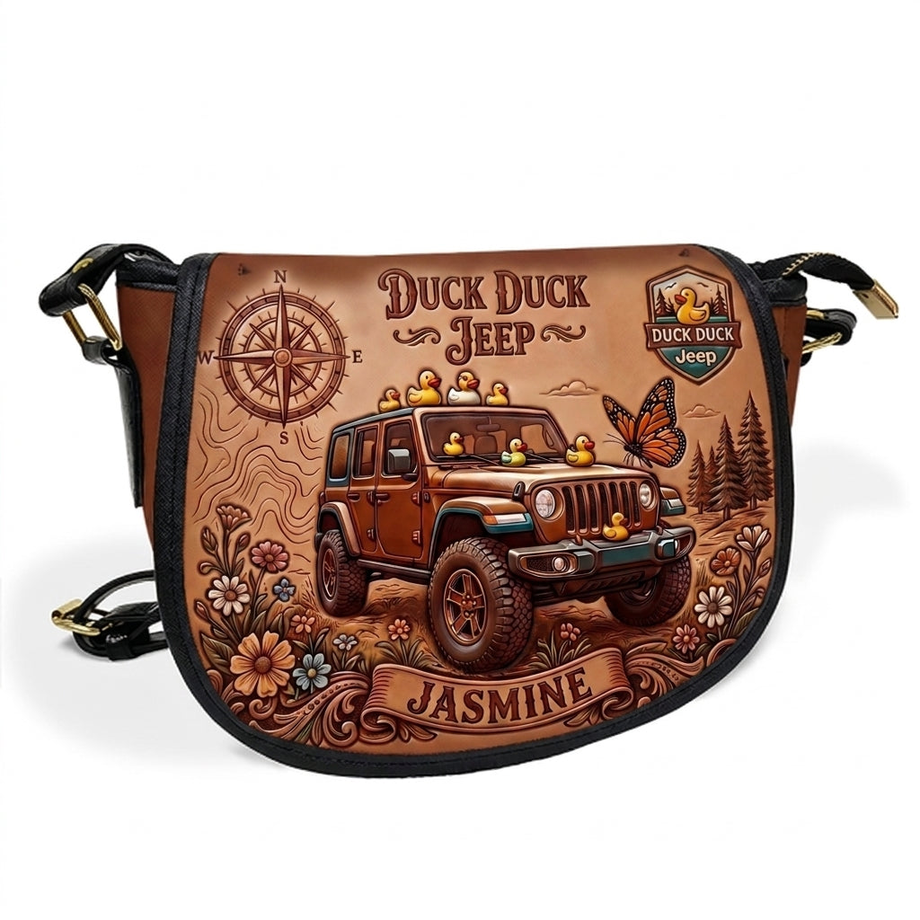 Duck Duck Jeep Personalized Leather Saddle Bag