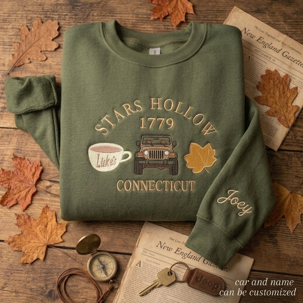 Stars Hollow Jeep Personalized Embroidered Sweatshirt