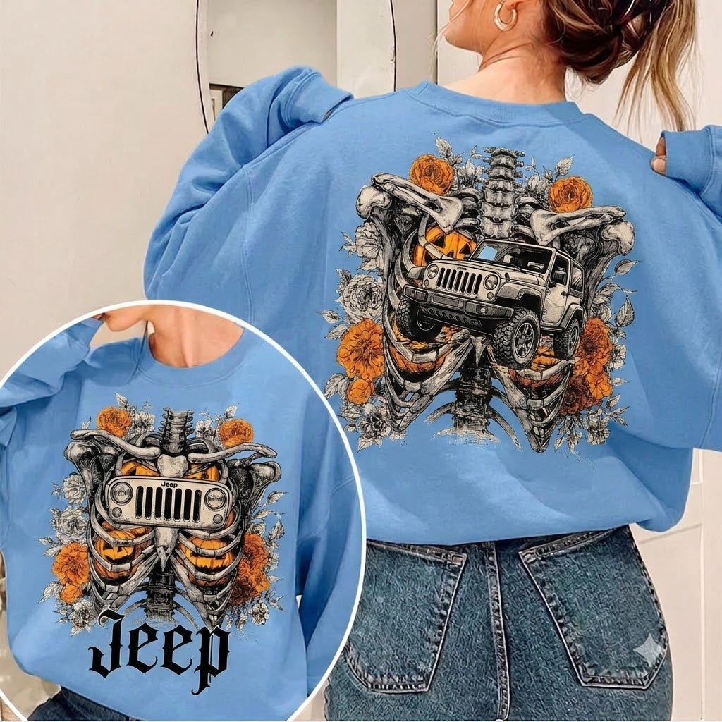 Jeep Pumpkin Skeleton Sweatshirt